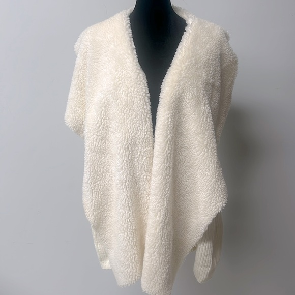 Kate & Sam Waterfall Sweater Cardigan Faux Suede & Fur Front Shawl Collar knit L - Picture 2 of 7